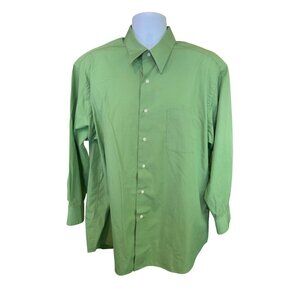 Alexander Julian XL Green Dress Shirt 17-17.5 32/33 Tailored Fit Y2K Corpcore